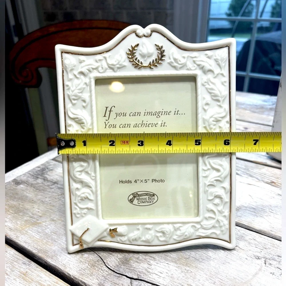 Musical San Francisco Porcelain Graduation Frame. “Pomp and Circumstance” Ivory